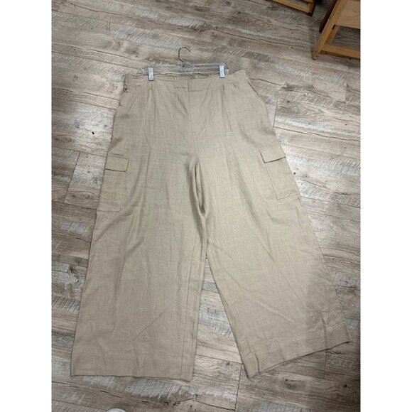 Jessica Simpson Khaki Linen Wide Leg Pants in XL - Picture 1 of 1
